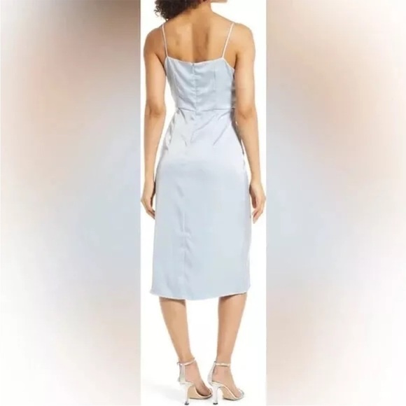 Sam Edelman Women's Blue Sleeveless Satin Cutout Midi Dress Size 4 - Picture 2 of 9